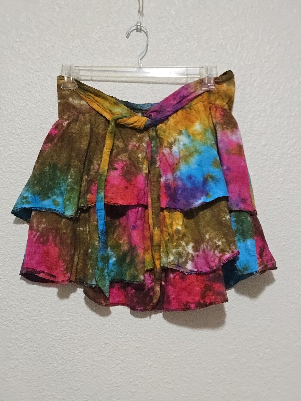 Retro Forum Novelties Tie Dye Mini Skirt - Tie Front - Skater Skirt - Size L